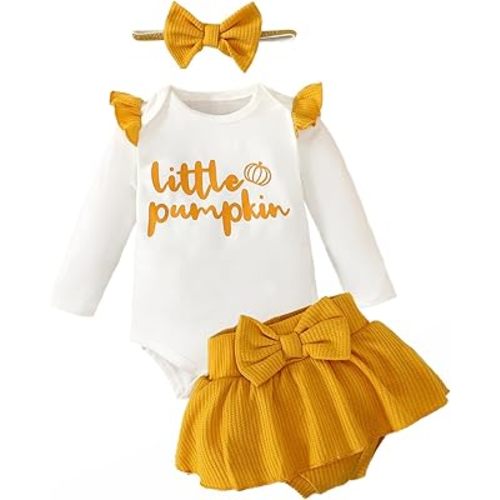 BIRTHDAY SHARK Baby Girl 1st Thanksgiving Outfit Infant Girl Thanksgiving Clothes Girl Little Pumpkin Skirt Set