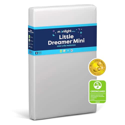 Moonlight Slumber Little Dreamer Mini Crib Mattress - Dual-Sided, 2-Stage Baby and Toddler Mattress with Plush and Extra Firm Layers and Waterproof Mattress Cover - 38"x 24"x 5"