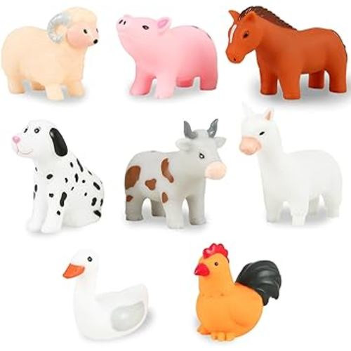 XY-WQ Mold Free Bath Toys No Hole, for Infants 6-12& Toddlers 1-3, No Hole No Mold Bathtub Toys (Animal Ⅱ, 8 Pcs with Mesh Bag)