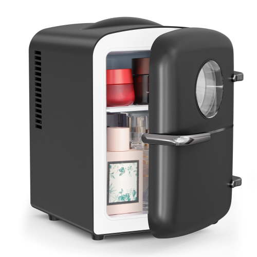 Auseo Mini Portable Fridge, 4L Black, Skincare, Snacks, Drinks, Eco-Friendly, Quiet