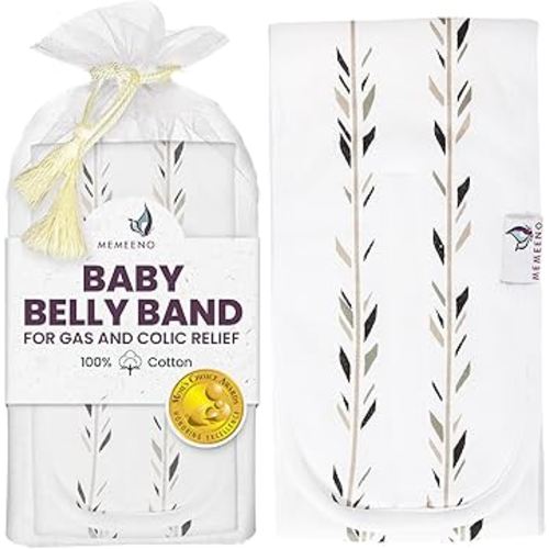 MEMEENO Baby Belly Band for Gas and Colic Baby Relief - Belly Band for Heating Pad for Colic, Heated Tummy Wrap, Feathers