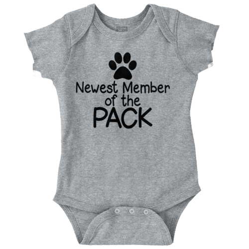 Newest Member Of The Pack Paw Print Romper Boys or Girls Infant Baby Brisco Brands NB
