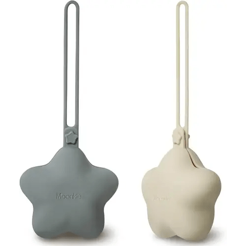 Moonkie Silicone Pacifier Holder Case, Cute Portable Pacifier Storage Case, 2 Pack