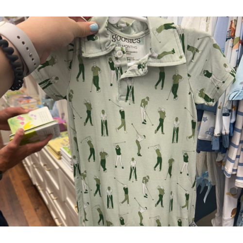 Green Golf Polo Romper. Size: 6-12M