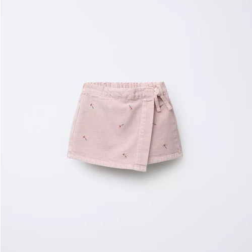 EMBROIDERED TWILL SKORT - Mid-pink | ZARA United States