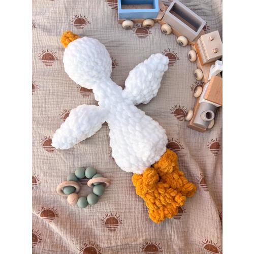 Goose Lovey - Crochet Baby Snuggler - Soft Blanket Toy - Handmade Stuffed Animal - Baby Shower Gift - Gender Neutral Nursery