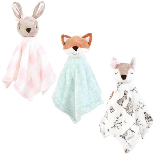 Hudson Baby Unisex Baby Animal Face Security Blanket, Enchanted Forest 3-Pack, One Size