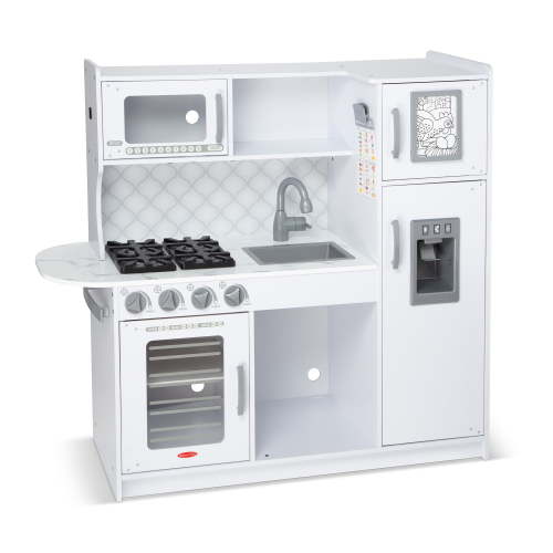 Free Shipping! Melissa & Doug Wooden Chef’s Pretend Play Kitchen with Ice Cube Dispenser, Modern White