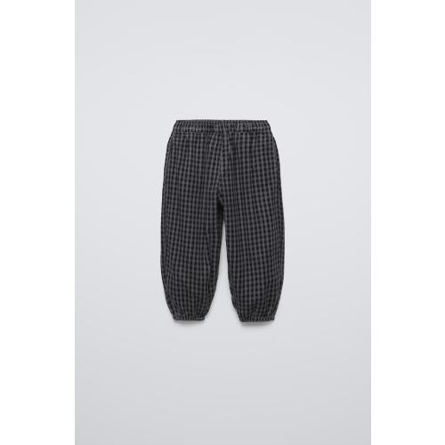 LINED FINE-WALED PLAID CORDUROY PANTS - Gray / Blue | ZARA United States