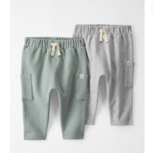Baby 2-Pack Organic Cotton Pants in Sage Pond & Heather Grey