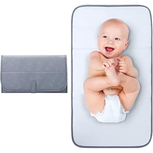 Lekebaby Portable Changing Pad, Waterproof Baby Changing Mat, Foldable Travel Diaper Chang Pad, Grey