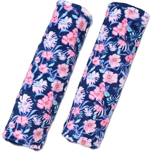 Baby Car Seat Belt Covers, Floral Stroller Seat Strap Covers, Car Seat Straps Shoulder Pads for Girls Boys, Minky Seat Belt Protectors for Car Seats/Pushchair, for Kids Newborn Infants Toddlers