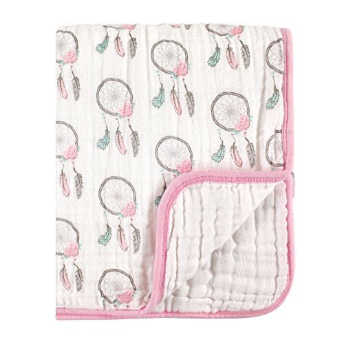 Hudson Baby Unisex Baby Muslin Tranquility Quilt Blanket, Dream Catcher, One Size