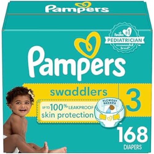 Pampers Baby Diapers - Swaddlers - Size 3, 168 Count, Ultra Absorbent Disposable Infant Diaper