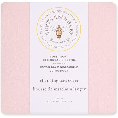 Burt's Bees Baby Unisex Baby Gift Set - Crib Sheet, Changing Pad Cover & Burp Cloths, 100% Organic Cotton Essentials Bundle