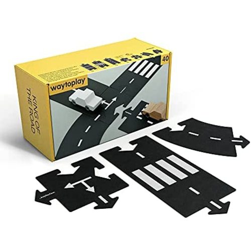 waytoplay King of The Road, Flexible Toy Road Set (40 pcs). The Original, Made in Europe.