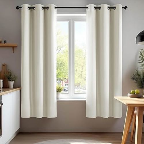 Deconovo Blackout Curtains for Bedroom–Set of 2 42W x 63L Inch Thermal Insulated & Noise Reducing Panels–Home Window Room Darkening Sustainable Grommet Drapes for Living Room and Nursery, Light Beige