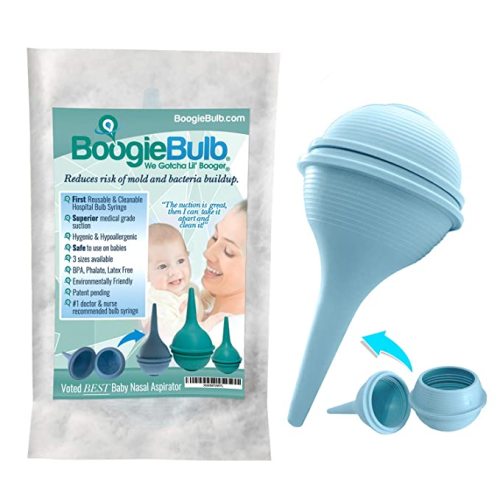 BoogieBulb Baby Nasal Aspirator and Booger Sucker for Newborns Toddlers & Adult - BPA Free - Blue 2 Ounce Bulb Syringe - Safe Nose Cleaner - Cleanable & Reusable Ear Syringe Nose Sucker - 2 Ounce (Newborn)