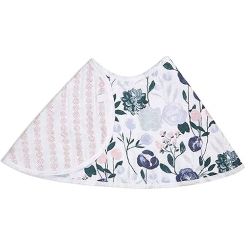 aden + anais Essentials Burpy Bib, 100% Cotton Muslin, Soft Absorbent 4 Layers, Multi-Use Burp Cloth and Bib, 22.5" X 11", Single, Flowers Bloom