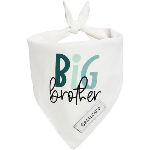 Realeaf Big Brother Dog Bandanas Pet Scarf for Medium and Large Dogs New Baby Announcement Pet Accessories Pregnancy Reveal Ideas (Big Brother, Large)