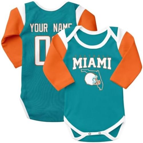 KREDE Baby Clothes Long Sleeves Bodysuit Custom Name Number for Baby Boy and Girl