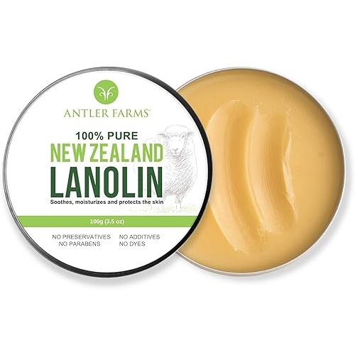 Antler Farms - 100% Pure New Zealand Lanolin, 100g, Skin Moisturizer and Protectant, Refined USP Grade Balm