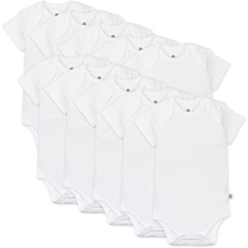 Honestbaby 10-Pack Short Sleeve Bodysuits One-Piece 100% Organic Cotton for Infant Baby Boys, Girls, Unisex