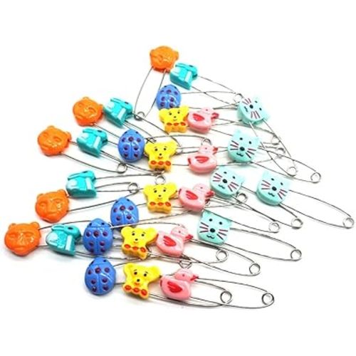 Adorable Animal Baby Safety Pins Secure Clips for Fastening Baby Clothes Diaper Napkins Stainless Steel 5CM 30PCS