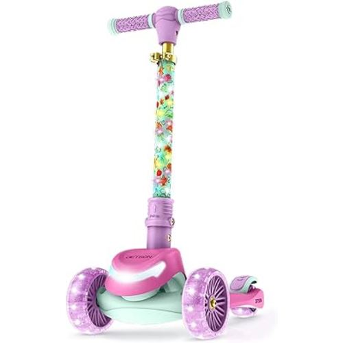 Jetson Character Kids Kick Scooter, LED Lights on Stem & Light-Up Wheels, Lightweight Frame, Height-Adjustable Handlebar, Lean-to-Steer System, Easy-Fold Mechanism