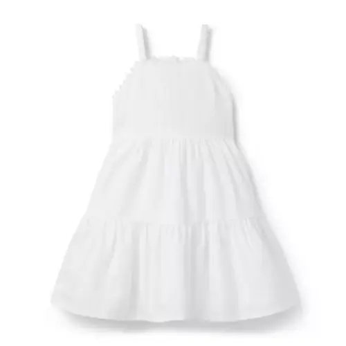 Girl White Textured Stripe Tiered Dress by Janie and Jack