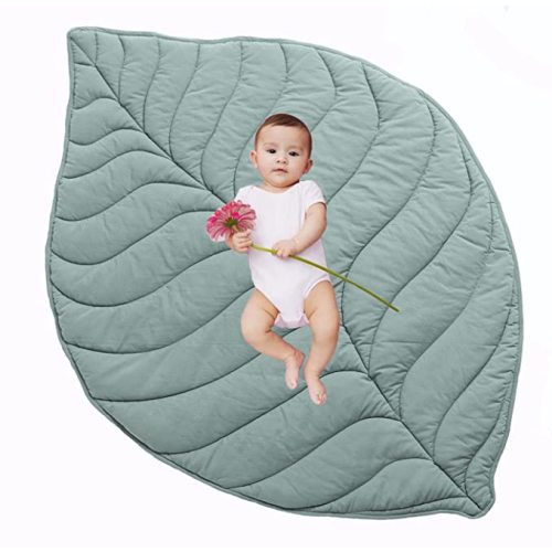 Large Cotton Leaf Baby Play Mat, Machine Washable Thick Play Mat for Baby Gift, Floor Tummy Time Baby Mat for Girls and Boys,Baby Play Mat Creeper Nursery Rug