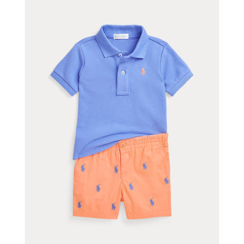 Mesh Polo Shirt & Chino Short Set