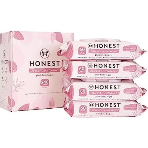 The Honest Company Nourish + Cleanse Benefit Wipes | Cleansing Multi-Tasking Wipes | 99% Water, Plant-Based, Hypoallergenic | Sweet Almond, 240 Count