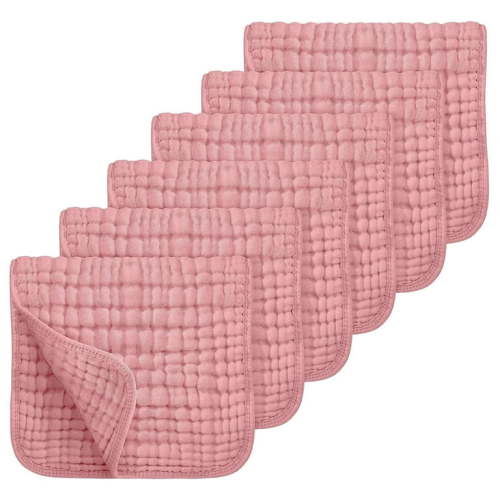 Clearance! Muslin Burp Cloths 100% Cotton Large 20''x10'' Baby Essentials, Extra Soft and Absorbent Baby Burping Cloth for Boys Girls, Pink, 6 Pack