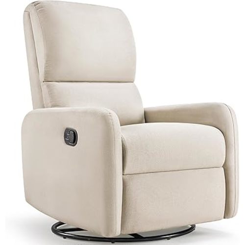 Jocisland Swivel Glider Rocking Recliner Chair for Adults, Nursery Rocker Reclining, Comfy Upholstered Single Sofa Armchair for Living Room Bedroom Nursing, Linen Beige