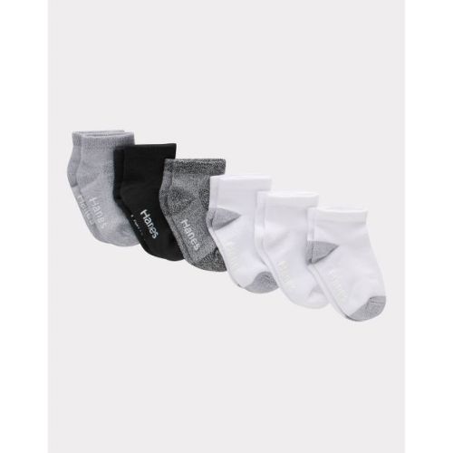 Hanes Toddler Girls' 6pk Solid Athletic Socks - White/Gray/Black 4T-5T