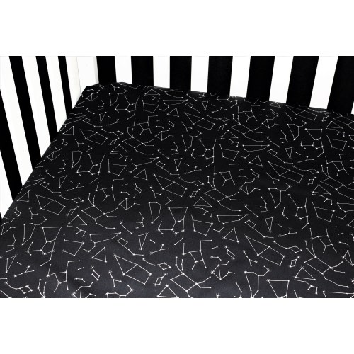 Fitted Crib Sheet / Mini Crib Sheet / Pack N Play - Black Constellations