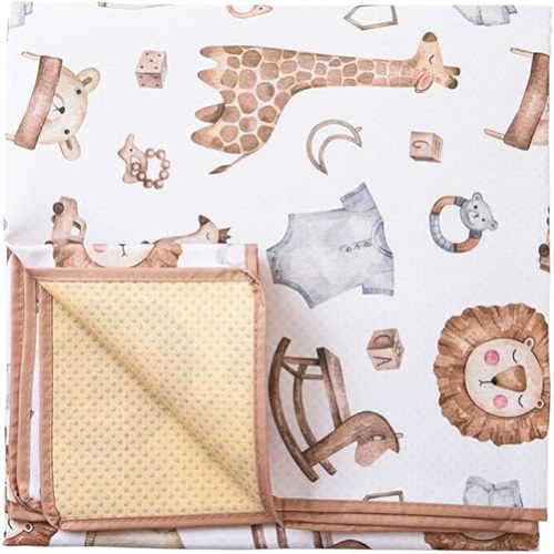 Baby Splat Mat for Under High Chair - Waterproof and Washable Eating Mat for Toddlers&Kids, Portable Play Mat and Table Cloth 43 inch (Animal)