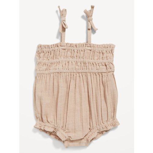 Double-Weave Sleeveless Tie-Bow One-Piece Romper for Baby