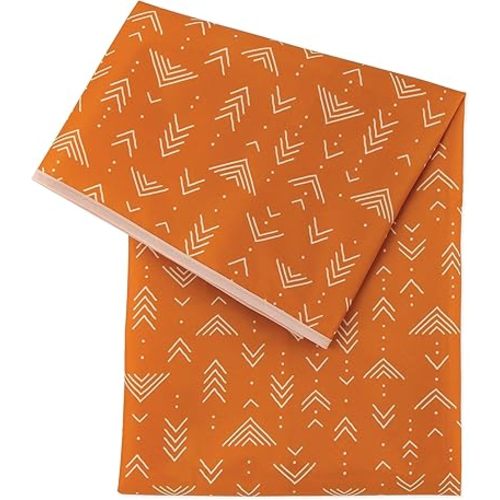 Bumkins Baby Splat Mat for Under High Chair, Babies Toddlers Eating Mess Mat, Waterproof Reusable Cloth for Arts and Crafts, Playtime Mat for Kids, Floors or Tables, Fabric 42inx42in, Boho Orange