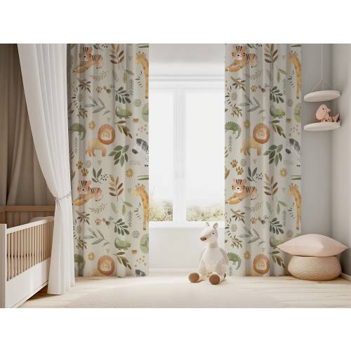 Safari theme kids room curtain, Safari nursery theme, Window curtain, Adventure theme, All around the world design baby, Sea life animals