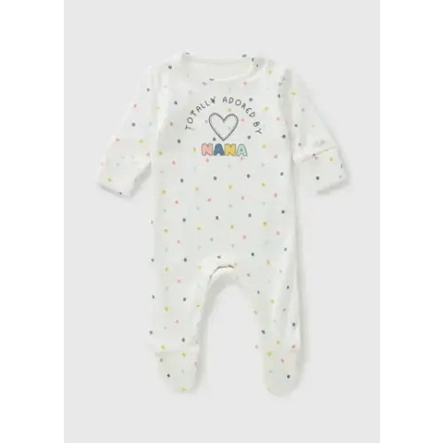 Baby Cream Nana Spot Sleepsuit (Newborn-18mths) - Matalan