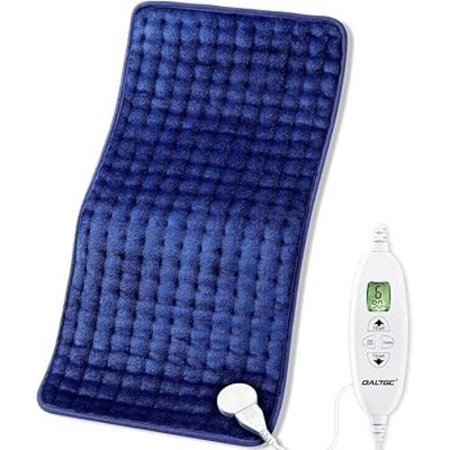 Electric Heating Pad, 2025 Upgraded Dual Mode Controller (Manual and auto Off Mode),Multiple Safety protections, Comfortable Soft, Machine Washable（12"x 24" Dark Blue）