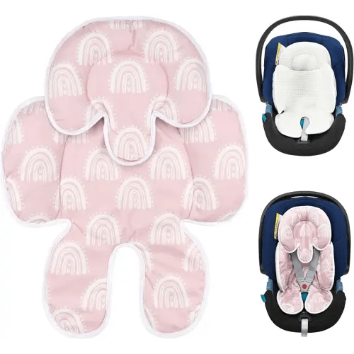 SERAPHY Infant Car Seat Insert, 2-in-1 Detachable Mesh Baby Carseat Head & Body Support, Universal Soft Baby Car Seat Cushion, Multi-Functional Full Body Support Newborn to Toddler — Rainbow