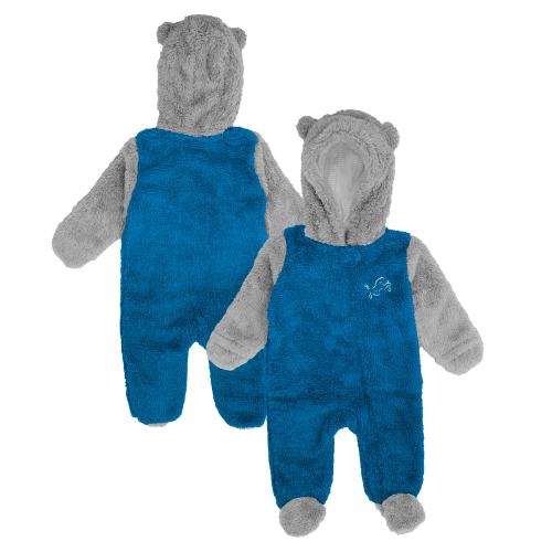 Newborn & Infant Detroit Lions Blue Game Nap Teddy Fleece Bunting Full-Zip Sleeper
