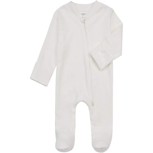 Aablexema Baby Footed Pajamas with Mitten Cuffs - Unisex Newborn Infant 2 Ways Zipper Cotton Footie Pjs