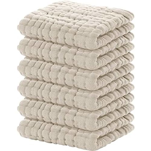 Yoofoss Muslin Baby Washcloths 100% Cotton Face Towels 6 Pack Wash Cloths for Baby 12x12in Soft and Absorbent Baby Wipes (Apricot)