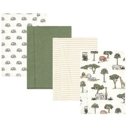 Hudson Baby Cotton Flannel Burp Cloths, Going On Safari 4-pack, One Size