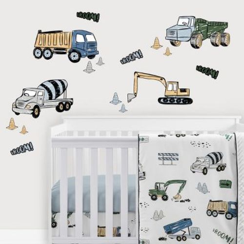 Sweet Jojo Designs Boy Wall Decal Stickers Art Nursery Décor Construction Truck Green Blue And Grey 4pc