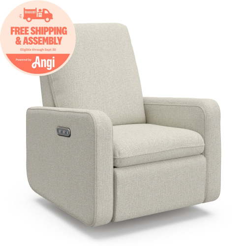 Graco Teddi Infant Power Recliner Swivel Glider with USB, Dune Basketweave